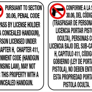 Texas 30.06 & 30.07 Compliance Signs